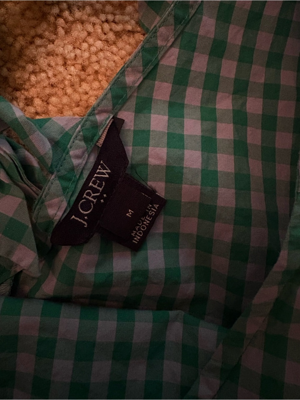 J. Crew Men's Green and White Gingham Button-Down Shirt